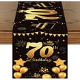 thumbnail image 4 of 70th Birthday Table Runner Black Gold, NonSlip Dining Linen Cloth, Celebrate Men/Women 70 Years Old Anniversary Party Decorations, 72 Inches Long, 4 of 6