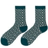 1 Pair Premium Cotton Sock Mid-calf Length Sock Lattice Point Pattern Socks(Green)