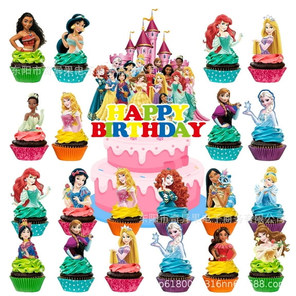 Kicpot Princess Cake Topper, Princess Cake Decorations, 31PCS Cupcake Toppers Birthday Party Supplies for Girls Birthday Baby Shower Party