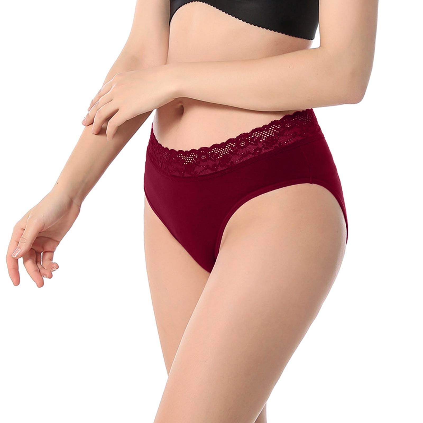 BIZIZA High Waisted Thong Underwear for Women Low Rise Breathable Womens No  Show Plus Size Thongs High Cut Sexy Hipster for Women Wine XS 