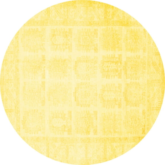 Ahgly Company Indoor Round Persian Yellow Traditional Area Rugs, 3' Round