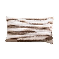 CuiLiyq Faux Fur Throw Pillow Covers, Decorative Soft Plush Striped Tie Dye Couch Pillow Covers with Velvet Back, for Sofa, Bed, Living Room Home Decor, 19.7" x 11.8", Khaki