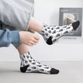 thumbnail image 5 of Goofa Blue Leaves Pattern Non Slip Socks with Grips for Elderly, Crew Socks Yoga Hospital Socks Cushioned Sole Gripper Socks for Men Women, 5 of 5