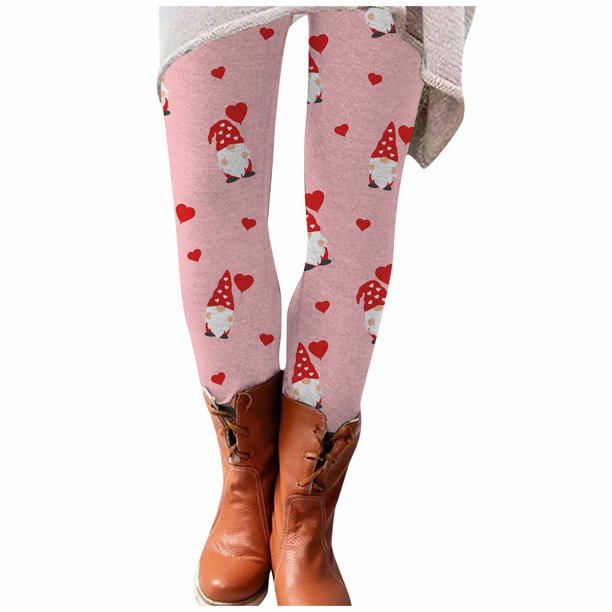 Gibobby Día San Valentín Mujeres Entrenamiento cuerpo entero Correr Medias deportivas Levantamiento glúteos Pantalones yoga Estilo Leggings impresos Pantalones yoga cintura alta(Multicolor, S)