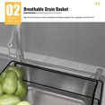 thumbnail image 4 of RONSHIN 3 Tier/4 Tier Metal Rolling Cart, Utility Rolling Carts With Handle, Lockable Casters, Storage Trolley With 2 Hooks & 2 Hanging Storage Bucket For Kitchen, Living Room, 4 of 8
