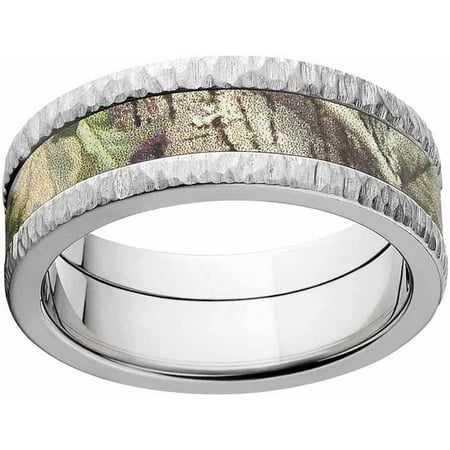RealTree AP Green Men's Camo Stainless Steel Ring with Tree Bark Edges and Deluxe Comfort Fit