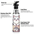 thumbnail image 3 of Yayeee 33oz Insulated Water Bottle Double Wall Stainless Steel with Flip Straw Lid, White Cute Cat, 3 of 7