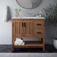 thumbnail image 2 of Sink Vanity Cabinet, Walnut White, Wood, Mid Century Hotel Bedroom Bathroom, Modern Contemporary HB36148, 2 of 11