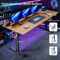 thumbnail image 3 of Legooin 70.8"W Electric Standing Desk with Wheels Height Adjustable from 28"-46" Stand Up Desk Office Table for Home Office Dorm, Rustic Brown, 3 of 9