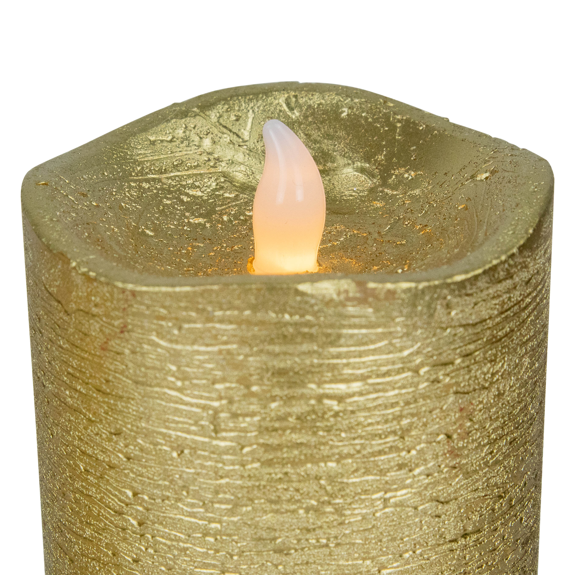 Northlight LED Brushed Flameless Christmas Pillar Candles - 8" - Gold Finish - Set of 3