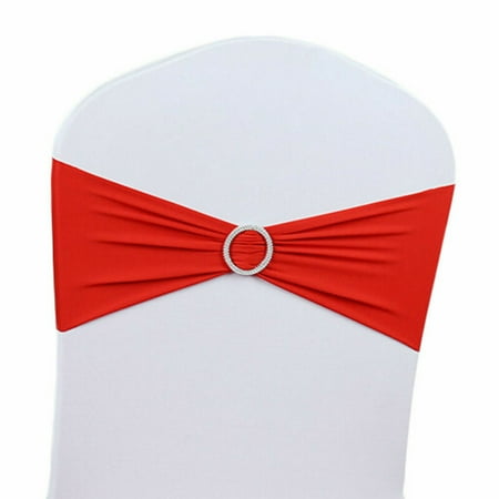 

Elasticity Stretch Chair cover Band With Buckle Slider Sashes Bow Decor Red