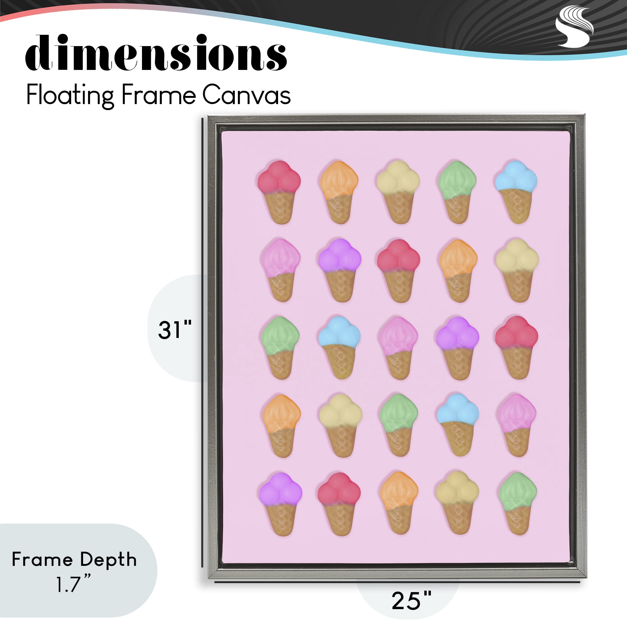 Stupell Industries Ice Cream Shaped Candies Gray Framed Floater Canvas Wall Art, design by LISH Creative