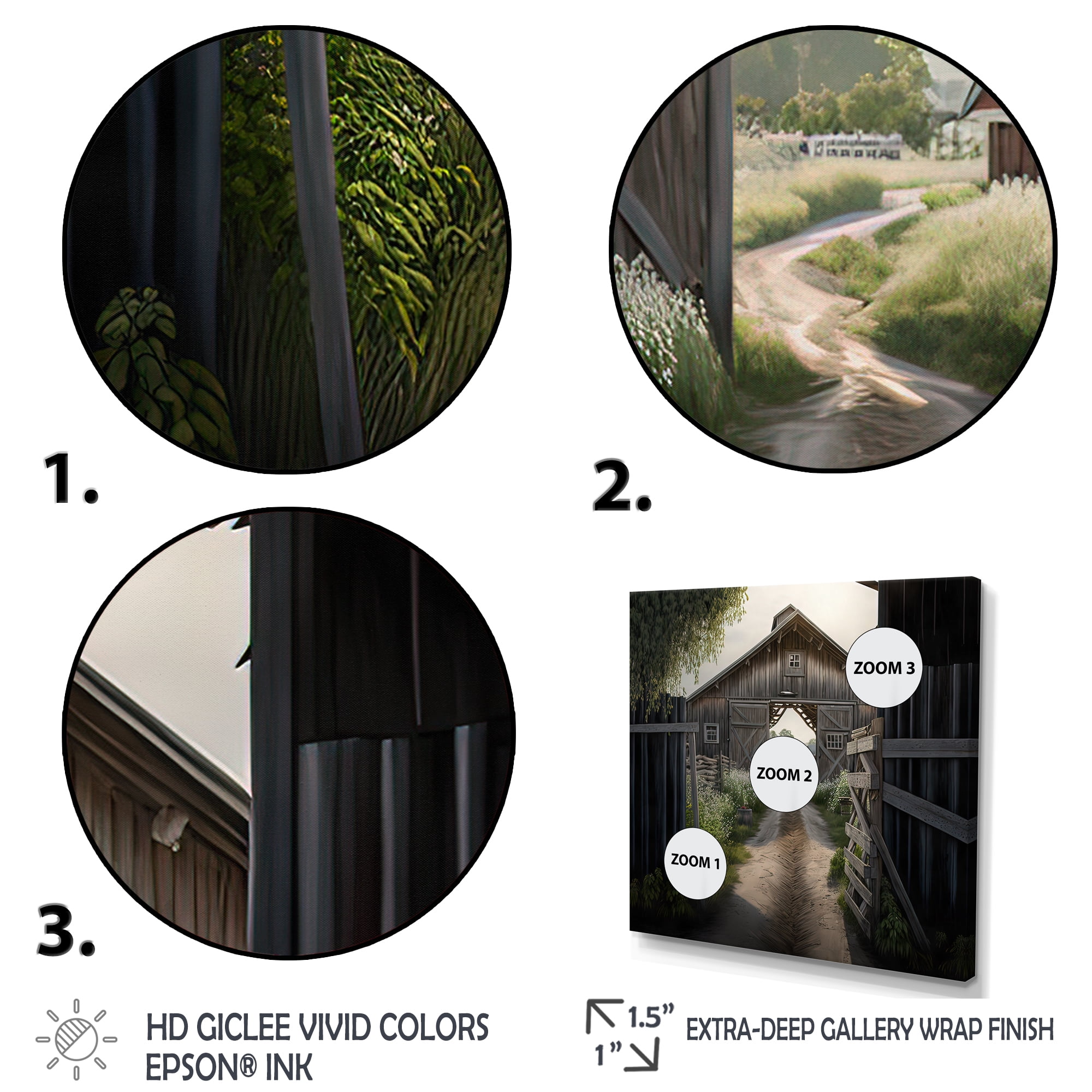 Designart Picturesque Winding Path And Barn I Canvas Wall Art