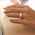 thumbnail image 5 of JeenMata 3.75 Carat Princess Cut Moissanite Rings - Three Stone Engagement Rings in 18K White Gold Plating for Women, 5 of 11