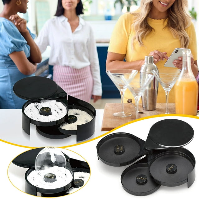 Dvkptbk Seasoning Storage Three-Layer Plastic Rim Box Dip Rim Box Cocktail Seasoning Box 3 Tier Bar Glass Rimmer Bartender Tool Kitchen Gadgets