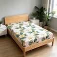 thumbnail image 1 of EGNMCR Fitted Sheet Comfortable Cool Fitted Sheets With Floral Patterns Mattress Protective Cover Easily To Clean And Maintain Double Bed Or Singles Bed Sheets polyester Fitted sheet, 1 of 6