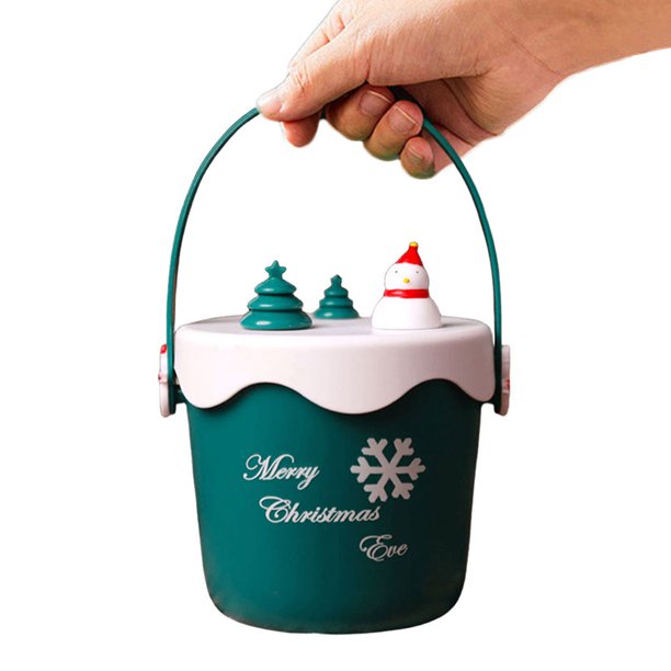FLhrweasw Cubo Navideños Con Asa Cubos Regalos Navideña (muñeco Nieve Verde Redondo)
