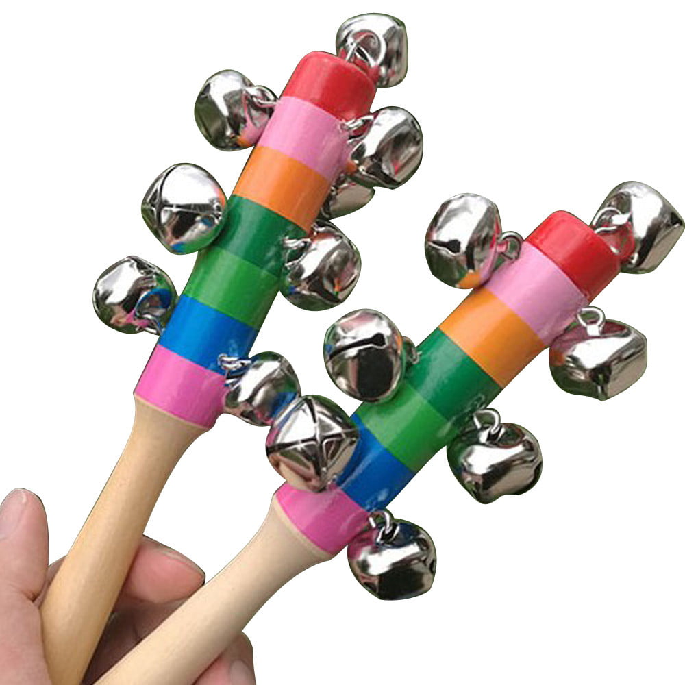 Wooden Handbell Cartoon Animal Jingle Toy Musical Instrument For Baby KidfaWP4