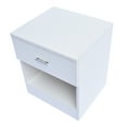 thumbnail image 6 of Nightstand for Bedrooms, One Drawer One Door Bedroom Side Table Bedside Table, E1 Particle Board Dressers, Stable Chest of Drawers, Compact Storage Drawers, Holds up to 150 lbs, White, Q3088, 6 of 8