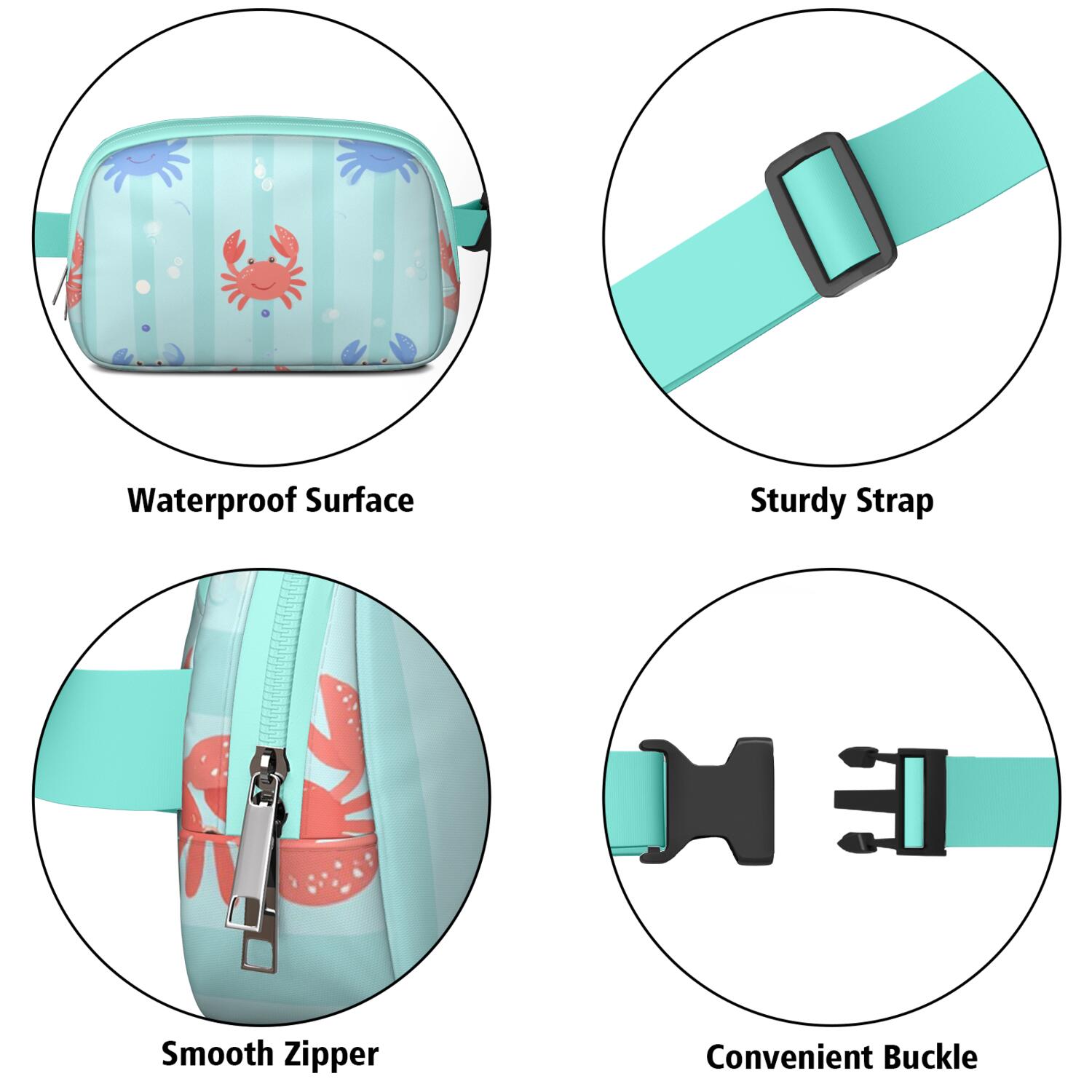 Waist Bag Fashion Waist Packs Bag with Adjustable Strap Marine Adorable Crab HandsFree Running Belt for Jogging for Travel Daily Leisure