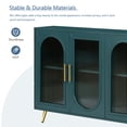 thumbnail image 4 of Tcbosik 4-Door Sideboard with Gaussian Glass, Adjustable Shelves, Golden Handles & Iron Legs – Modern 60" Media Console, Buffet Cabinet for Living Room or Dining Room (Navy Blue), 4 of 10
