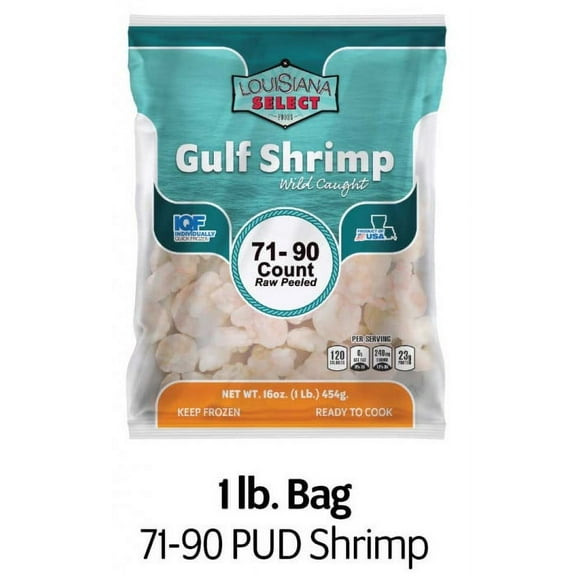 Frozen La Select Peeled Gulf Shrimp 71-90 Count 1 Lb Iqf