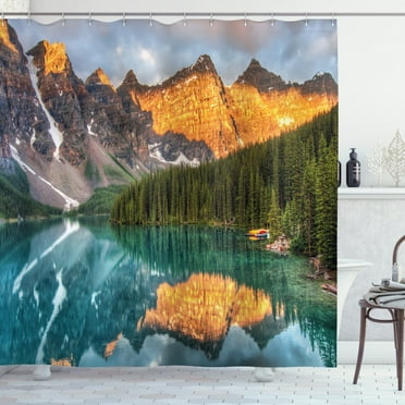 Ambesonne Forest Shower Curtain, Moraine Lake Canadian, 69"Wx70"L, Multicolor