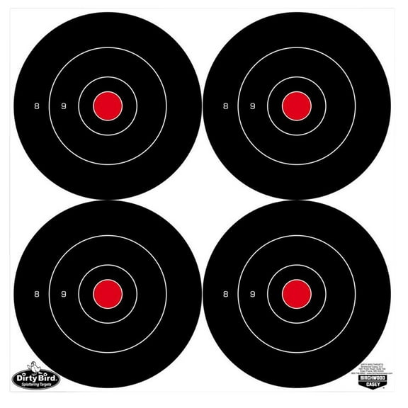 Birchwood Casey 35570 Dirty Bird Bull's-Eye 6" Target 100 Pack Black/Red/White