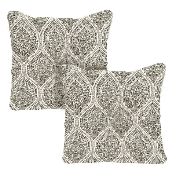 Jordan Manufacturing 24" x 24" Andorra Umber Brown Damask Square Tufted Outdoor Deep Seat Chair Back Cushion with Fabric Button (2 Pack)