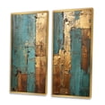 thumbnail image 3 of Designart "Vintage Gold on Turquoise Kintsugi Glam III" Modern Geometric Framed Wall Art Set Of 2 - Modern Gold Frame Gallery Set For Office Decor, 3 of 6