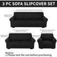 thumbnail image 2 of 3 Pcs Slipcover Set for Couch Furniture Covers for Sofa Loveseat Couch Arm Chair, Form Fit Stretch, Wrinkle Free, Furniture Protector(Black,Milk Silk Spandex), 2 of 14