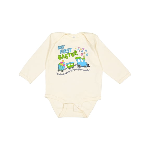 Inktastic My First Easter Train Boys or Girls Long Sleeve Baby Bodysuit