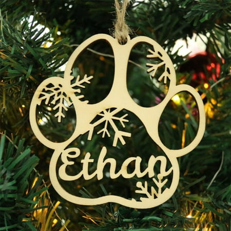 

Personalized Pet Xmas Tree Ornament Carved Wood Hanging Pendant Dog for Cat Pawp