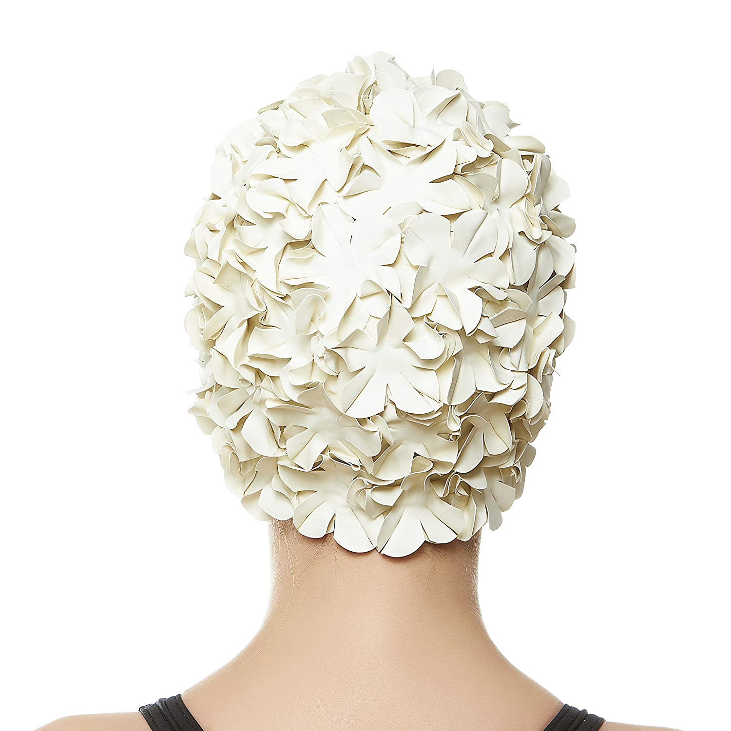 Beemo Floral Petal Swim Cap for Women – Retro Style Vintage Bathing Cap Swimming Hat for Long and Short Hair