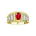thumbnail image 1 of RYLOS Rings for Women 14K Yellow Gold Ring Classic Style 7X5MM Oval Gemstone &  Diamond Ring July Ruby Jewelry Size 6, 1 of 7