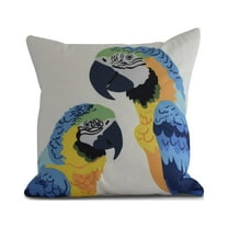 Simply Daisy, 16 x 16Inch, Macaw Close Up, Animal Print Pillow, Mid Blue
