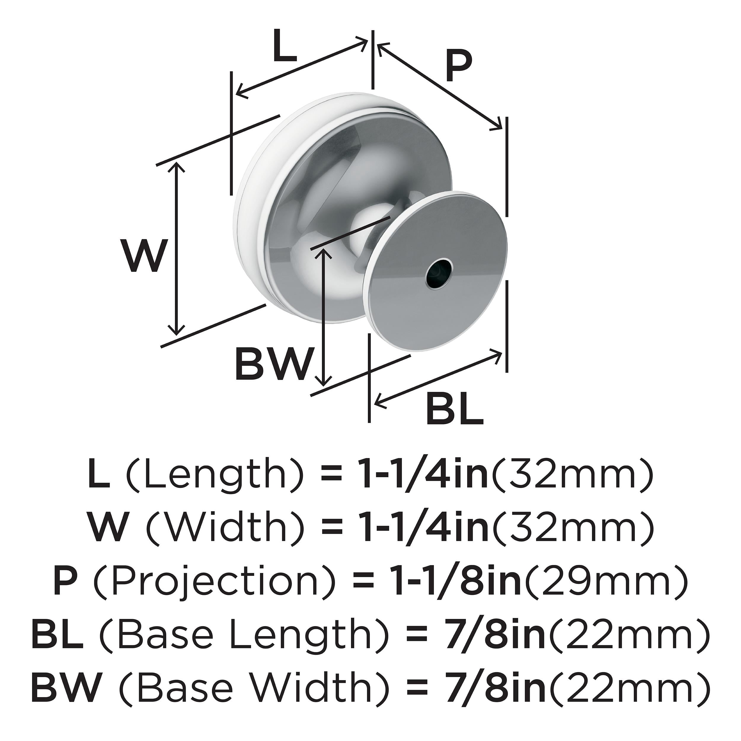 Amerock Renown 1-1/4 inch (32mm) Diameter Polished Chrome Cabinet Knob, 5 Pack