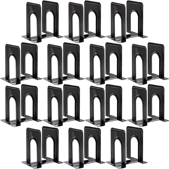 HappyHapi Bookends for Shelves, 28pcs Metal Bookends, Book Ends for Heavy Books Holders for Office Home Library Book Ends Supports, Book Ends to Hold Books Heavy Duty