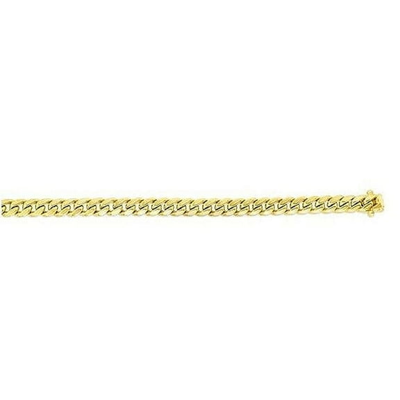 JewelStop 10K Yellow Gold 6.6mm Semi-Solid Classic Miami Cuban Bracelt with Polished Finish and Box Lock Clasp - 8.5in