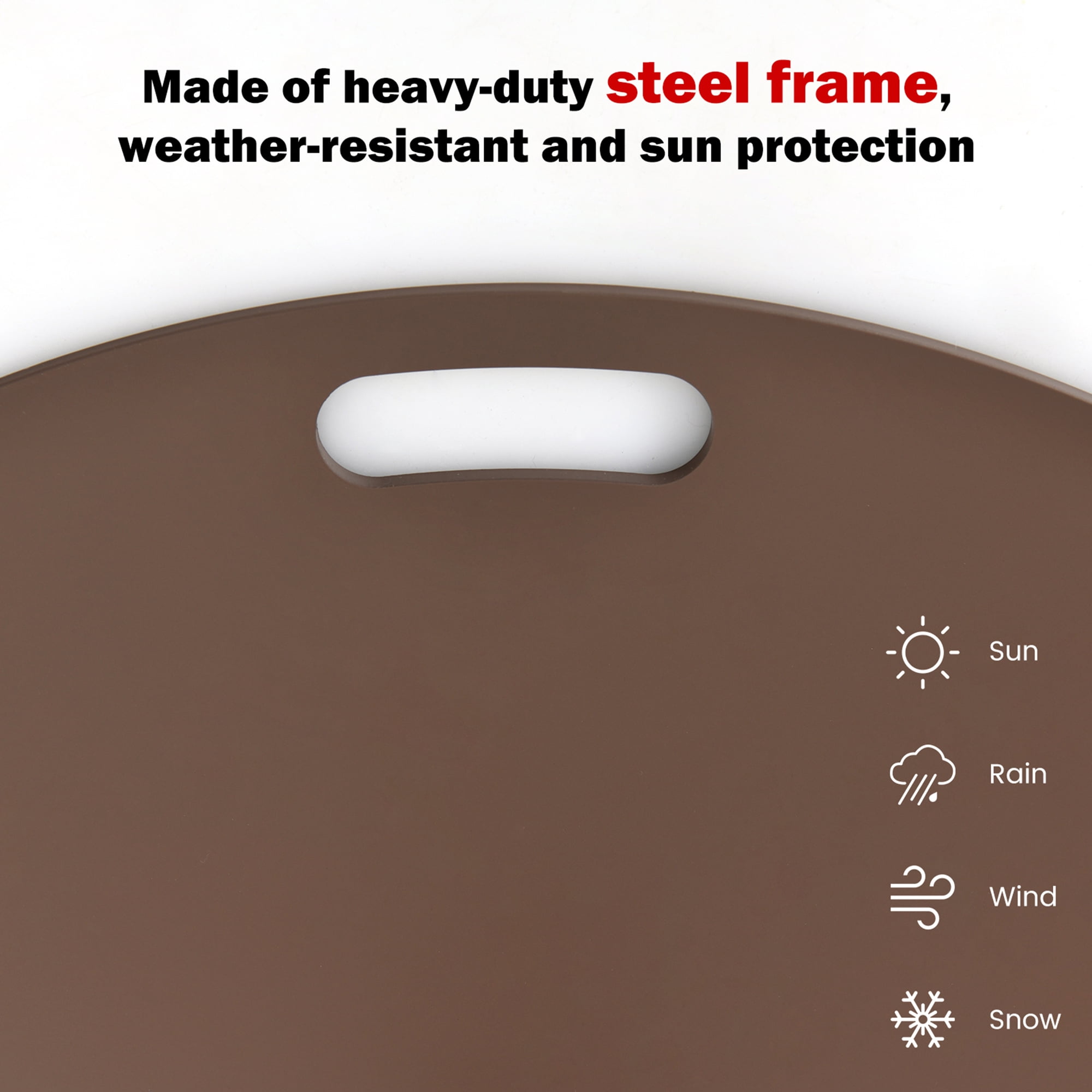 Gymax Round Weighted Patio Umbrella Base Stand 50 lbs w/ 3 Adapters Brown