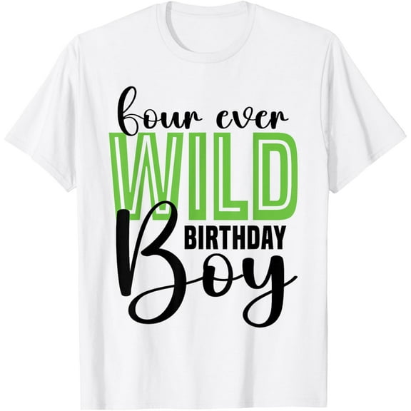 Kids Four Ever Wild 4th Birthday Boy Family Safari Zoo Theme T-Shirt