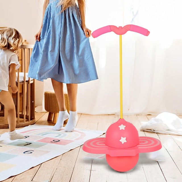 Ethern Pogo Jump Ball with Colorful Light Bouncing Ball for Gift Home Body Training Pink
