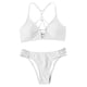 thumbnail image 1 of Gibobby Conjunto de Bañador Sexy Traje de baño Bikini de triángulo dividido para mujer Conjunto de traje de baño de color sólido estampado(Blanco,G), 1 of 4