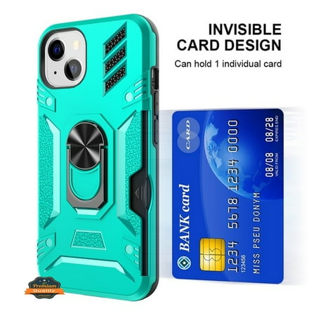 For Motorola Moto G Stylus 5G 2023 Invisible Wallet Credit Card Holder with Ring Stand Slim Shockproof Hybrid Phone Case Cover by Xpression - Teal Green
