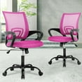 thumbnail image 1 of Ensemble de 2 Chaises de Bureau en Maille, Chaise de Bureau Ergonomique Chaise d'Ordinateur avec Soutien Lombaire et Accoudoirs, Chaise d'Ordinateur Mi-Dossier Réglable, Fauteuil Exécutif Moderne Pivotant à Roulettes pour Adultes, Rose, 1 of 12