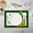 thumbnail image 2 of Outoloxit St. Patrick‘s Day Placemats Set of 6 - Printed Leprechaun Shamrock Design， Waterproof Heat Insulation Table Mats for Kitchen Dining， Easy Clean Holiday Decor, 2 of 6