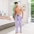 thumbnail image 2 of Men's Pajama Pants with Pockets Sleepwear Lounge Pants Stretch Casual Unicorn Rainbow Ice Cream Purple, 2 of 6