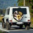 thumbnail image 2 of Yuyamidu Brown Cow Print Spare Tire Cover Sunflower Wheel Cover for, Trailer, RV, SUV, Truck and Many Vehicle 14-19" Fits for Tire Diameter 60-89cm, 2 of 5