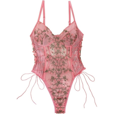 Sexy Lace Lingerie for Women Deep V Neck Lace Bodysuit Backless One Piece Teddy Bridal Lingerie Body Suits