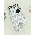 thumbnail image 3 of Bagilaanoe Newborn Baby Girl Boys Jumpsuit Print Sleeveless Bodysuit 3M 6M 9M 12M 18M Infant Ribbed One Piece Romper, 3 of 8